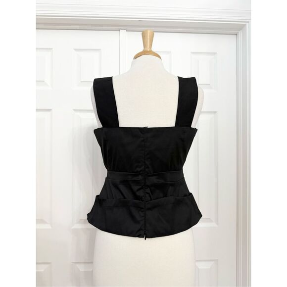 Talbot Runhof Pret Sleeveless Pleated Square Neck Top Blouse Black Size 16 - Picture 4 of 8